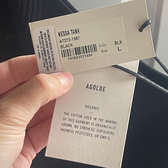 NEW AGOLDE NESSA TANK BLACK ONE SHOULDER RIBBED KNIT BODYCON {$128} LARGE - Picture 5 of 11